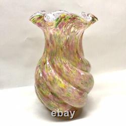 Hobbs Brockunier Spangled 1880's Glass Vase, Splatter Art Glass, Victorian