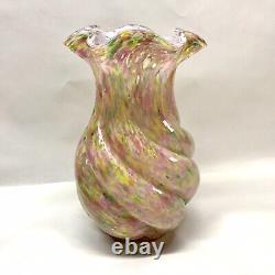 Hobbs Brockunier Spangled 1880's Glass Vase, Splatter Art Glass, Victorian