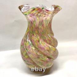 Hobbs Brockunier Spangled 1880's Glass Vase, Splatter Art Glass, Victorian