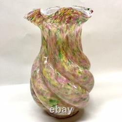 Hobbs Brockunier Spangled 1880's Glass Vase, Splatter Art Glass, Victorian