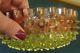 Hobbs Rubina Verde Art Glass Dew Drop Vaseline Ruby Amber Antique Brides Bowl