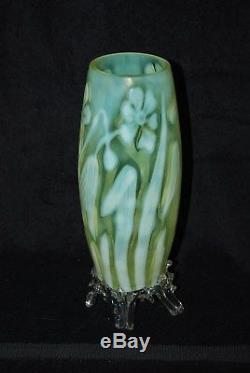 Huge Beautiful Victorian Vaseline Opalescent Art Nouveau 11 1/2 Vase 1880's