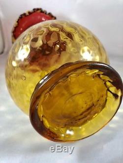 Huge Victorian Antique Art Glass Amberina Jack-in-the-pulpit Vase Ruffled Lip