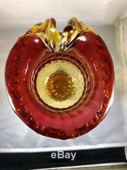 Huge Victorian Antique Art Glass Amberina Jack-in-the-pulpit Vase Ruffled Lip