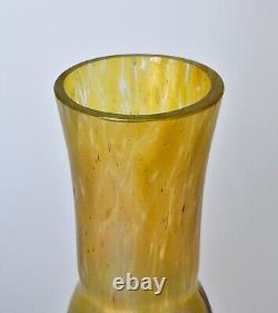 IRIDESCENT GLASS ART NOUVEAU VASE GOLDEN & PURPLE 13.5cm TALL ca1900 EXCEL COND