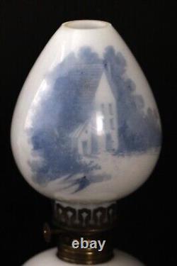 ITEM #408 DELFT Art Glass Unlisted Antique Victorian Miniature Oil Lamp In MINT