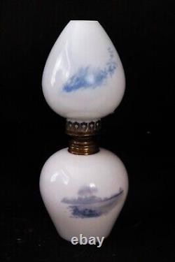 ITEM #408 DELFT Art Glass Unlisted Antique Victorian Miniature Oil Lamp In MINT