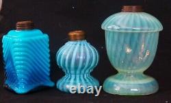 ITEM #408 DELFT Art Glass Unlisted Antique Victorian Miniature Oil Lamp In MINT