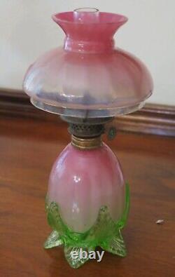 ITEM #408 DELFT Art Glass Unlisted Antique Victorian Miniature Oil Lamp In MINT