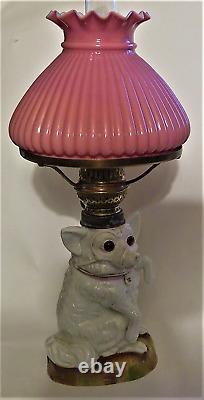 ITEM #48 Antique Art Glass French Baccarat Victorian Miniature Opalescent Lamp