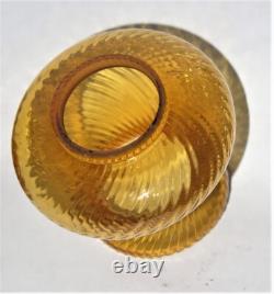 ITEM #79 Amber Tint Tiny Ribbed & Swirled Victorian Art Glass Oil Lamp