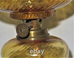 ITEM #79 Amber Tint Tiny Ribbed & Swirled Victorian Art Glass Oil Lamp