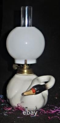 ITEM #79 Amber Tint Tiny Ribbed & Swirled Victorian Art Glass Oil Lamp