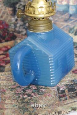 ITEM #79 Amber Tint Tiny Ribbed & Swirled Victorian Art Glass Oil Lamp