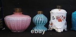 ITEM #79 Amber Tint Tiny Ribbed & Swirled Victorian Art Glass Oil Lamp
