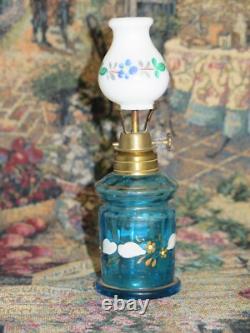 ITEM #79 Amber Tint Tiny Ribbed & Swirled Victorian Art Glass Oil Lamp