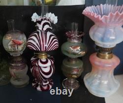 ITEM #79 Amber Tint Tiny Ribbed & Swirled Victorian Art Glass Oil Lamp