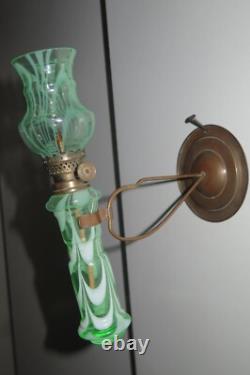 ITEM #79 Amber Tint Tiny Ribbed & Swirled Victorian Art Glass Oil Lamp