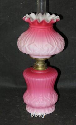 ITEM #79 Amber Tint Tiny Ribbed & Swirled Victorian Art Glass Oil Lamp