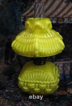 ITEM #79 Amber Tint Tiny Ribbed & Swirled Victorian Art Glass Oil Lamp