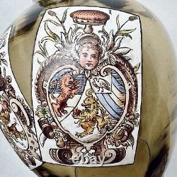 Impressive & Unusual Antique Historismus Enameled Glass Vase German Bohemian