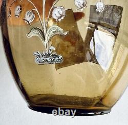 Impressive & Unusual Antique Historismus Enameled Glass Vase German Bohemian