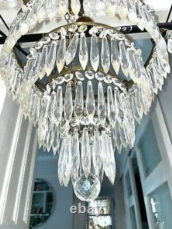 Italian Art Deco antique waterfall icicle crystals chandelier