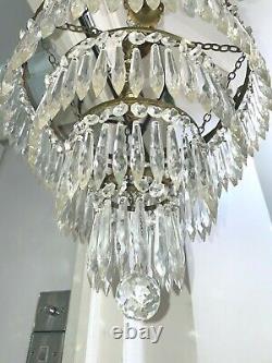 Italian Art Deco antique waterfall icicle crystals chandelier