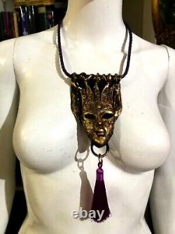 Jewelry talisman pendant necklace golden mask venetian charm fashion accessories
