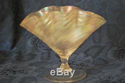 John Walsh Iridescent Fan Shaped Glass Vase c. 1900 Art Nouveau #141