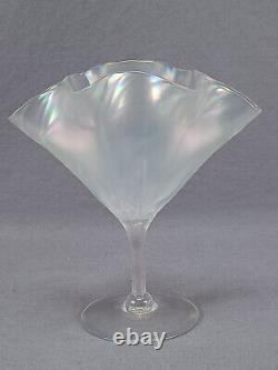 John Walsh Walsh English Hand Blown Iridescent Art Glass Fan Vase C. 1880-1910