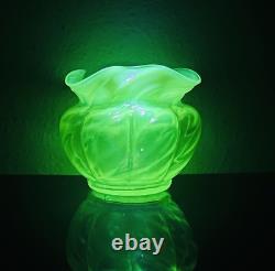 John Walsh Walsh Uranium Glass Vase Yellow Opal Spiral Twist