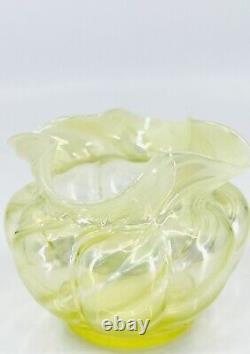 John Walsh Walsh Uranium Glass Vase Yellow Opal Spiral Twist