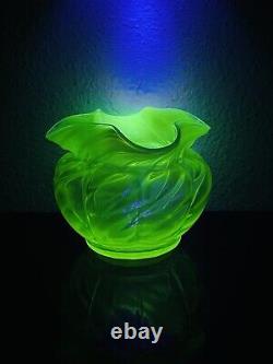 John Walsh Walsh Uranium Glass Vase Yellow Opal Spiral Twist