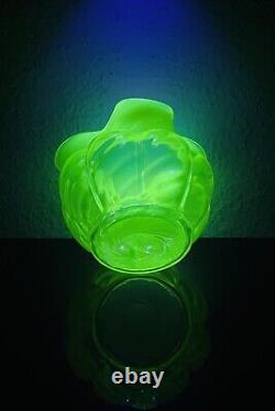 John Walsh Walsh Uranium Glass Vase Yellow Opal Spiral Twist