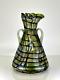 Kalik/pallme Koenig Glass Vase Veined Iridescent Green Art Nouveau Czech