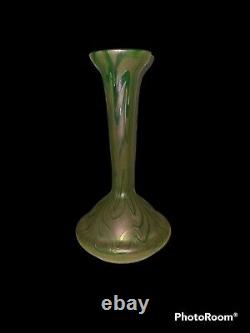 Kralik AquaGold Iridescent Bohemian Art Glass Vase Ca. 1900 Antique Art Nouveau