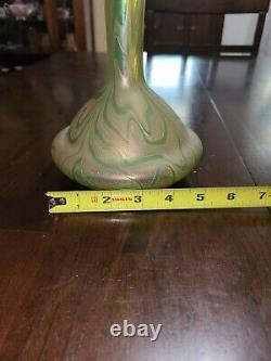 Kralik AquaGold Iridescent Bohemian Art Glass Vase Ca. 1900 Antique Art Nouveau