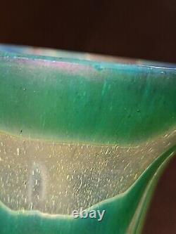 Kralik AquaGold Iridescent Bohemian Art Glass Vase Ca. 1900 Antique Art Nouveau