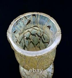 Kralik Blown Glass Vase Candia Crackle Art Nouveau Czechoslovakia