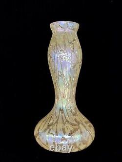 Kralik Blown Glass Vase Candia Crackle Art Nouveau Czechoslovakia