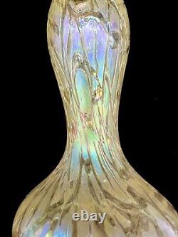 Kralik Blown Glass Vase Candia Crackle Art Nouveau Czechoslovakia