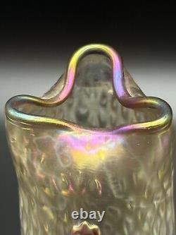 Kralik Blown Glass Vase Martele' WithApplied Fruit Art Nouveau Bohemian Czech