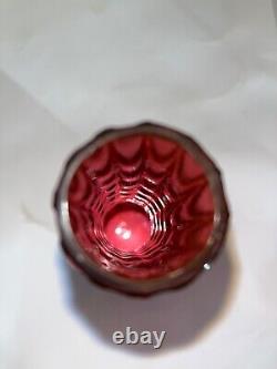 Kralik Cranberry Iridescent Bud Vase-Drapery Pattern-Victorian Bohemia Loetz B