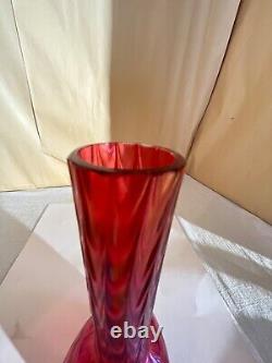 Kralik Cranberry Iridescent Bud Vase-Drapery Pattern-Victorian Bohemia Loetz B