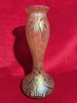 Kralik Glass Vase Iridescent Crackle Candia Art Nouveau Czechoslovakia (X)