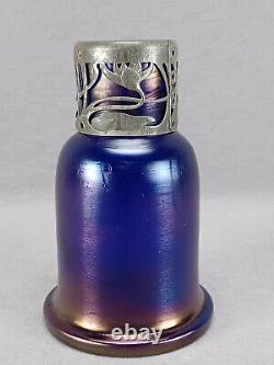 Kralik Purple Blue Iridescent & Art Nouveau Metal Mounted Vase Circa 1900
