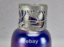 Kralik Purple Blue Iridescent & Art Nouveau Metal Mounted Vase Circa 1900