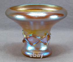 L. C. T Tiffany Favrile Gold Iridescent 4 7/8 Inch Glass Vase Circa 1890-1920