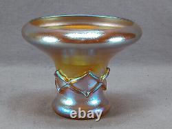 L. C. T Tiffany Favrile Gold Iridescent 4 7/8 Inch Glass Vase Circa 1890-1920